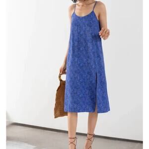 & Other Stories Blue Leopard Print Slip Dress Size 0